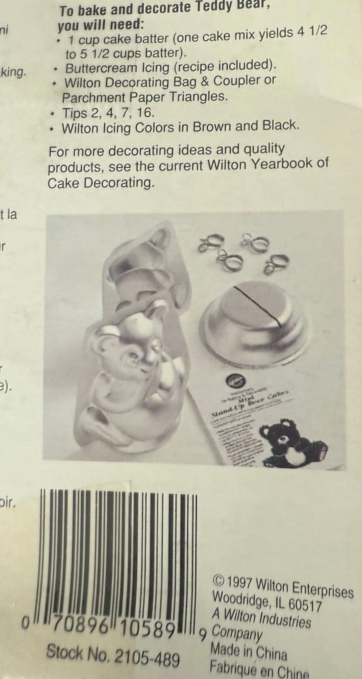 Assadeira Vintage Wilton Mini Ursinho de Pelúcia em Pé (1997) – Forma de Bolo de Alumínio 3D Ursinho de Pelúcia