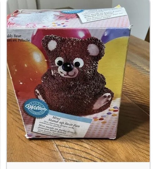 Assadeira Vintage Wilton Mini Ursinho de Pelúcia em Pé (1997) – Forma de Bolo de Alumínio 3D Ursinho de Pelúcia