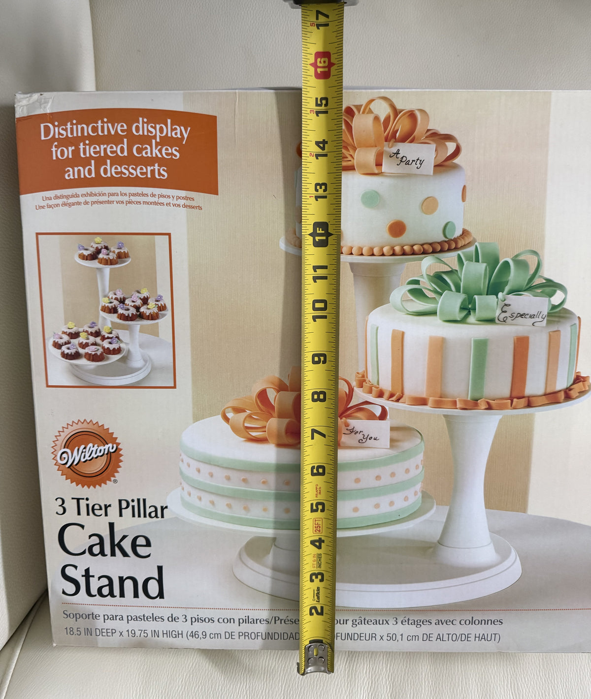 Wilton® 3-Tier Wedding Cake Stand – White Pillar Display, Holds 10", 12" & 14" Cakes (New)