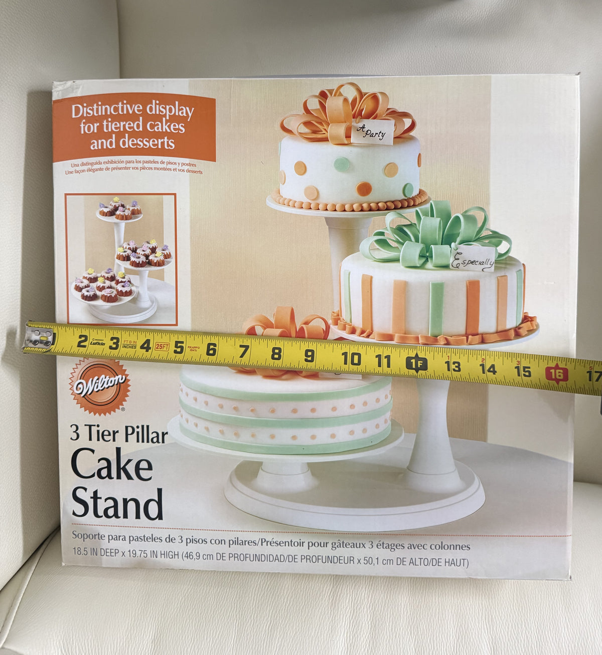 Wilton® 3-Tier Wedding Cake Stand – White Pillar Display, Holds 10", 12" & 14" Cakes (New)