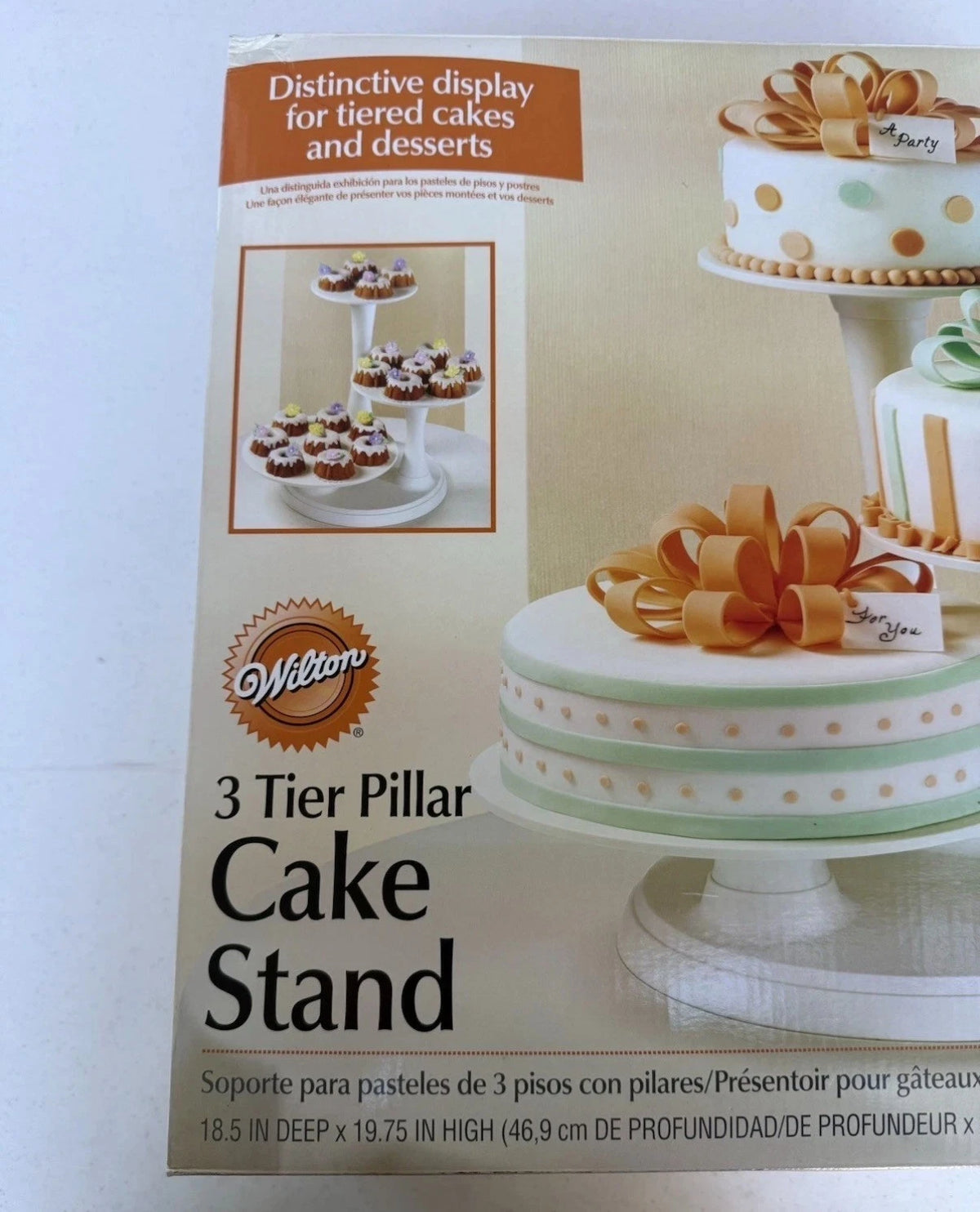 Wilton® 3-Tier Wedding Cake Stand – White Pillar Display, Holds 10", 12" & 14" Cakes (New)