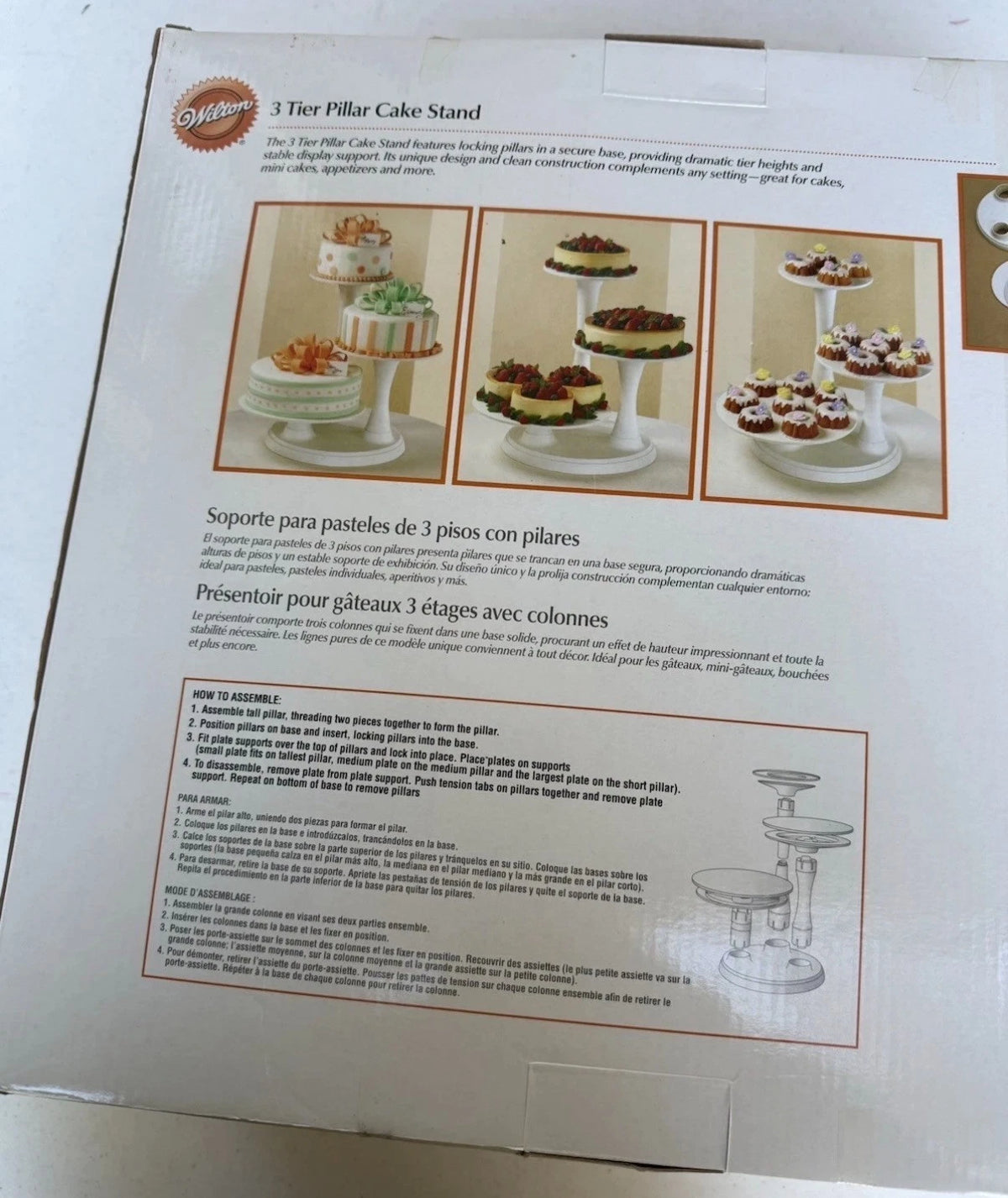 Wilton® 3-Tier Wedding Cake Stand – White Pillar Display, Holds 10", 12" & 14" Cakes (New)