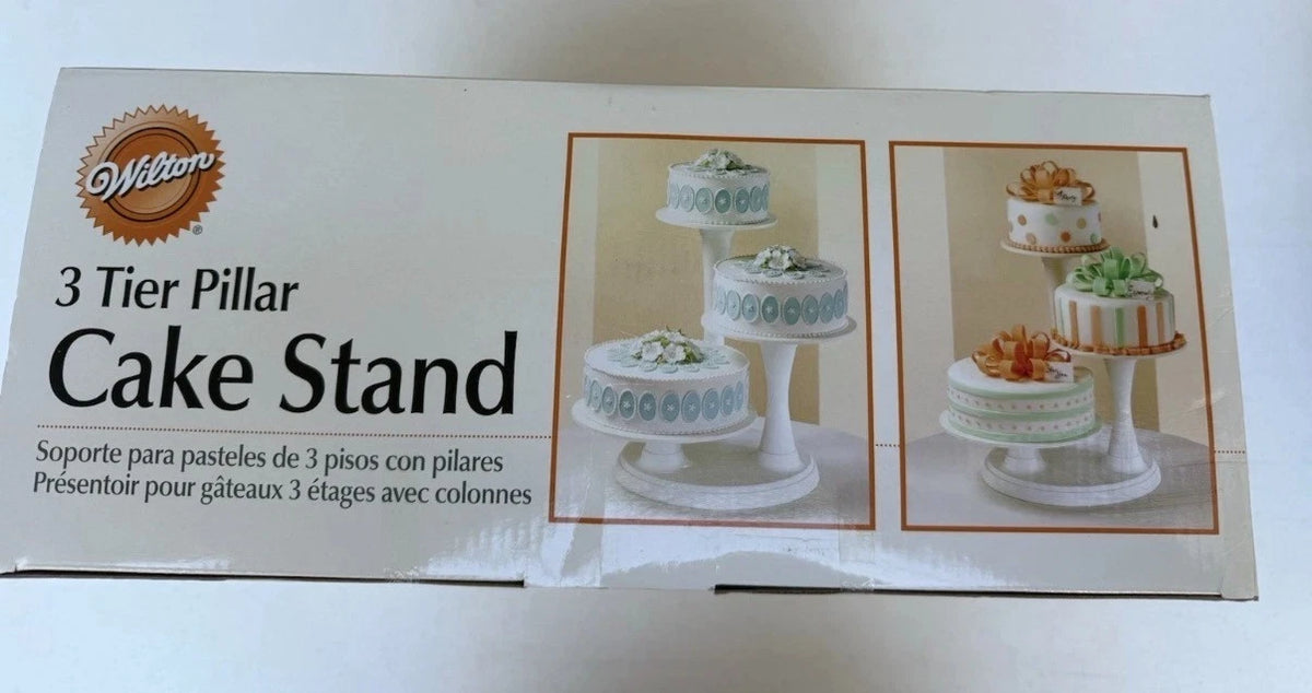 Wilton® 3-Tier Wedding Cake Stand – White Pillar Display, Holds 10", 12" & 14" Cakes (New)