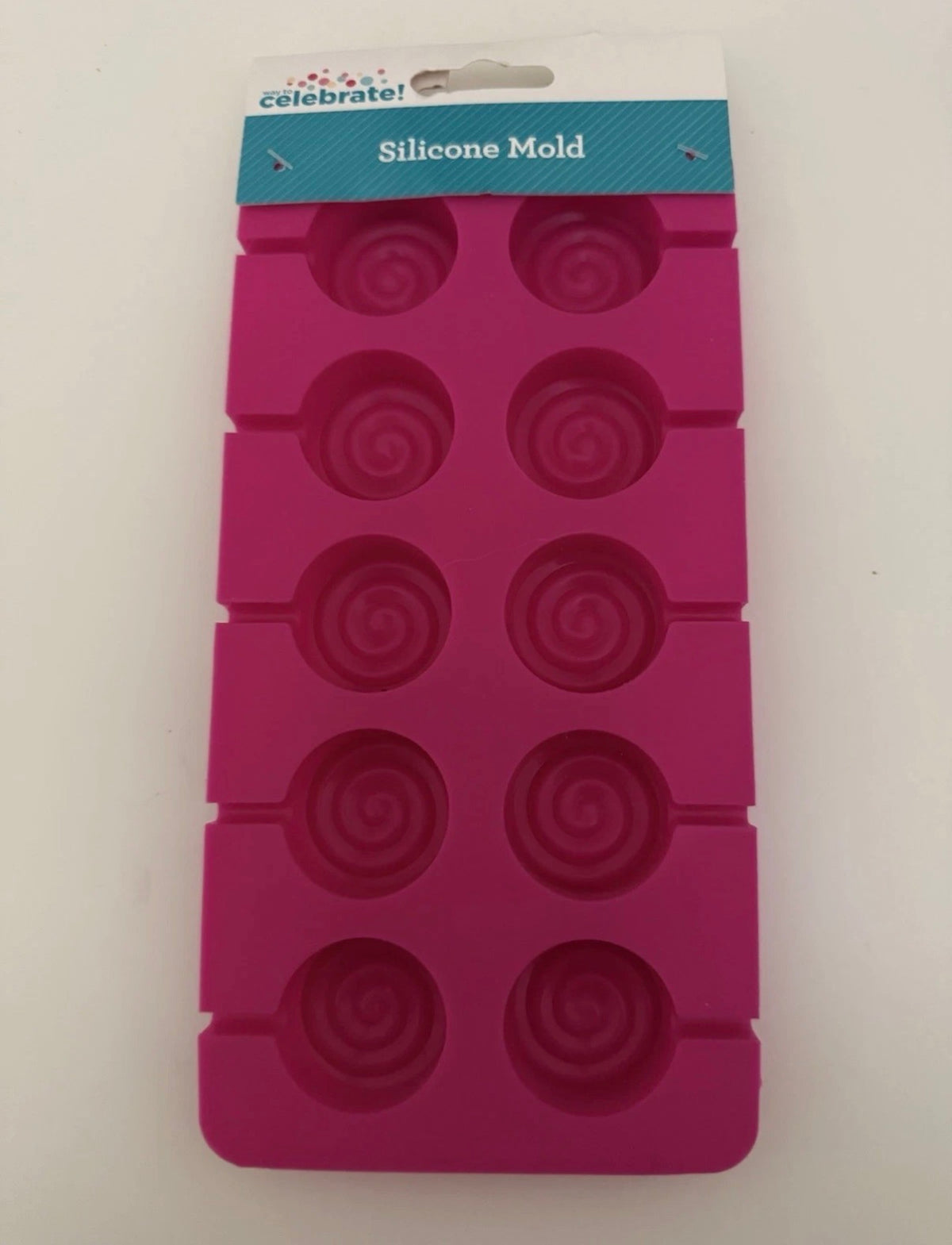 El molde de silicona Way To Celebrate con 10 cavidades para piruletas en espiral es divertido para fiestas