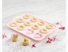 Forma de Silicone Estruturado Trudeau® Corações Rosa para Rosquinhas – 12 Unidades