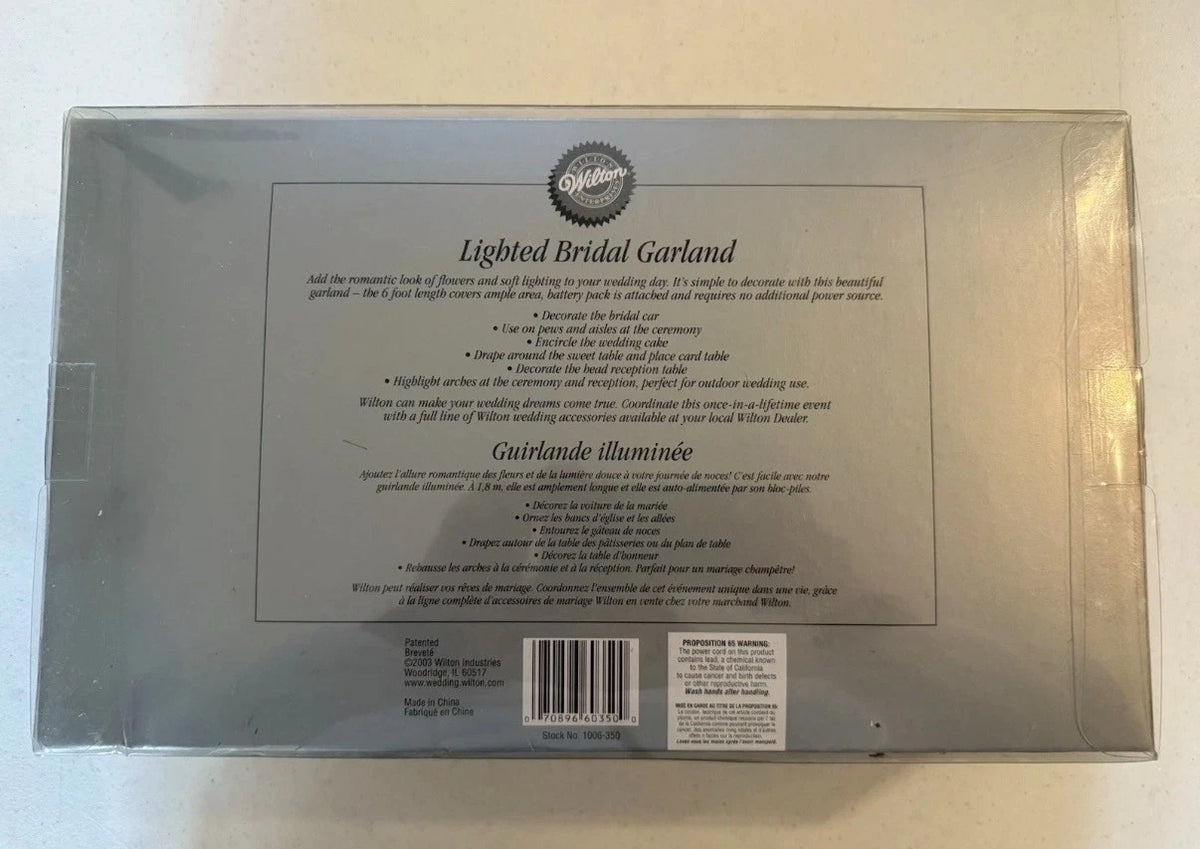 Wilton® Lighted Bridal Garland with Organza Roses – 6 Ft, Battery Operated (New)