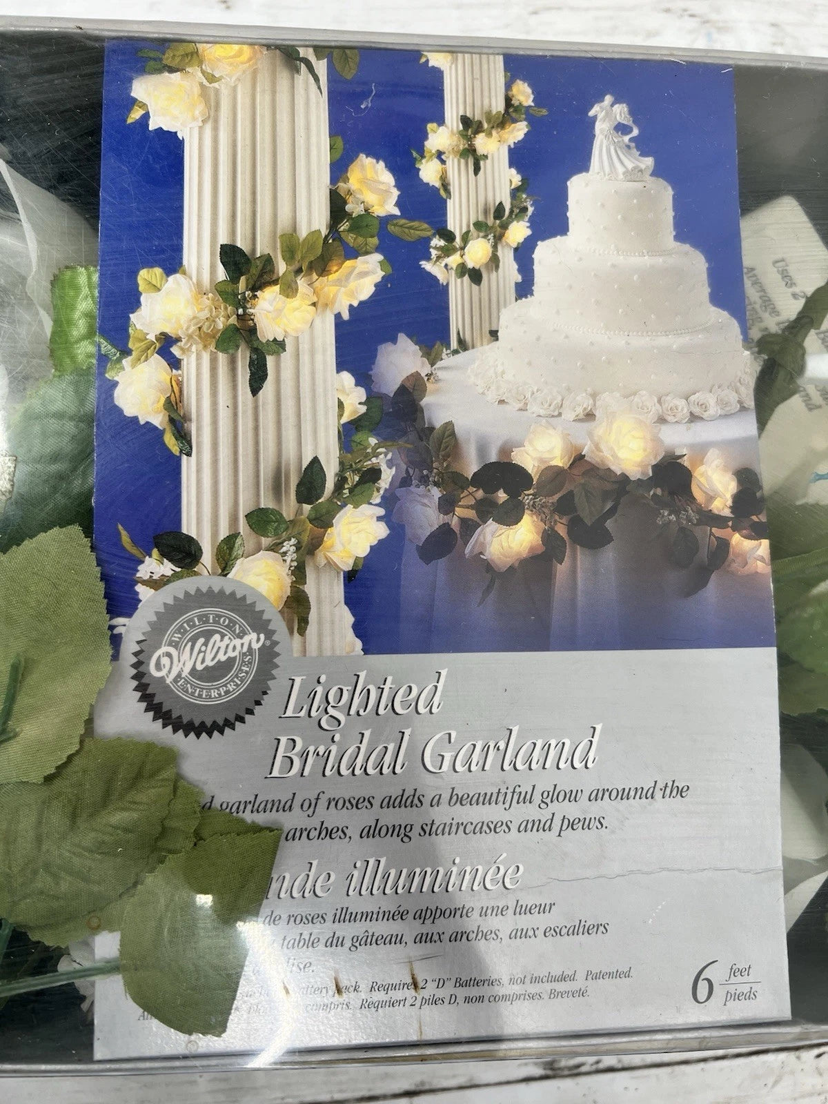 Wilton® Lighted Bridal Garland with Organza Roses – 6 Ft, Battery Operated (New)