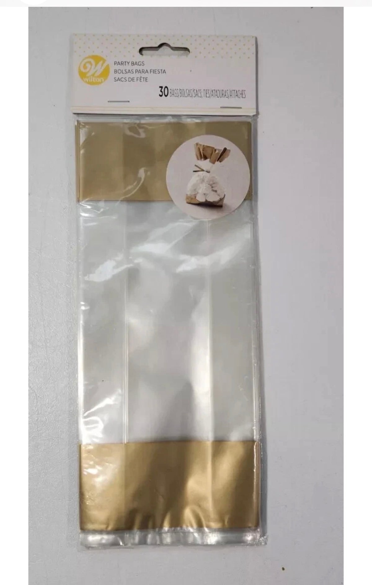 Gold-Tipped Clear Treat Bags – Set of 30 with Ties