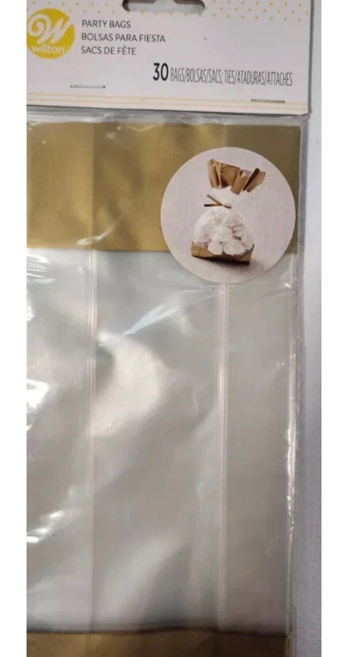 Gold-Tipped Clear Treat Bags – Set of 30 with Ties