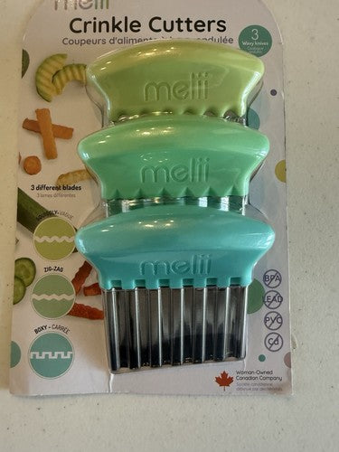 Crinkle Cutters Set of 3 Stainless Steel Fruit/Vegetable Slicers NEW